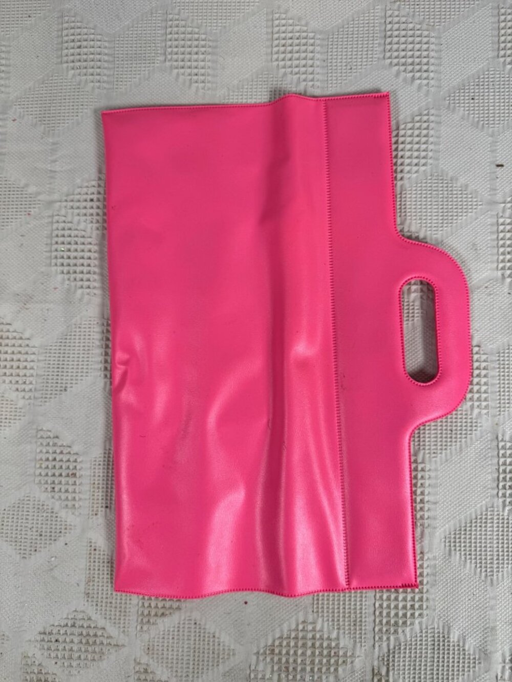 Vintage Pink Vinyl Barbie Bag w Cutout Handle 1980s Style Accessory Storage